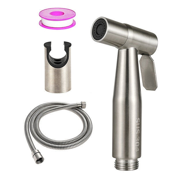 Wall-Mounted Handheld Bidet Sprayer with 1.5m Hose - Single Hole Setup