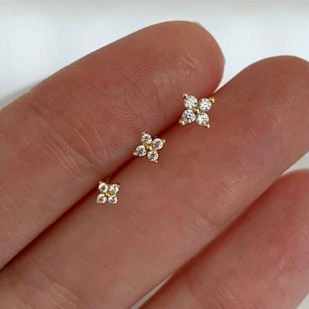 Elegant Floral Stud Earrings with Birthstone Accent