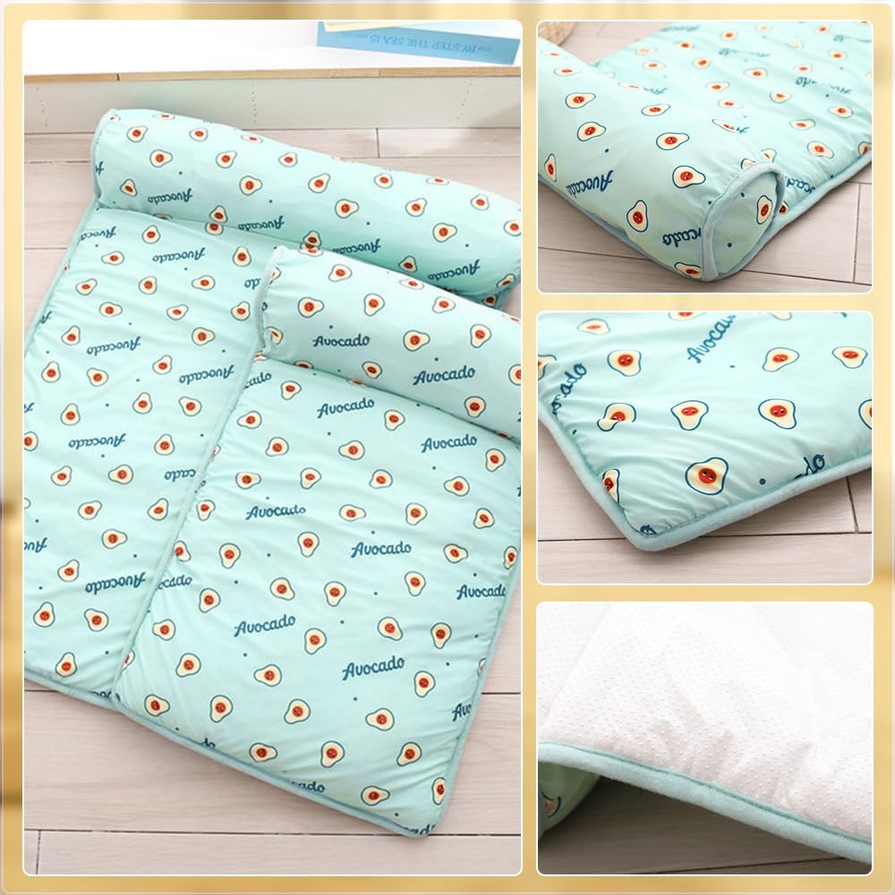 Self-Cooling Pet Mat with Plush Pillow for Summer Comfort
