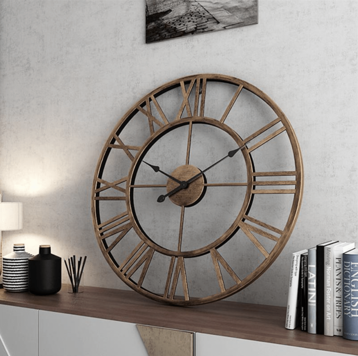 Timeless Elegance Skeleton Wall Clock in Wrought Iron