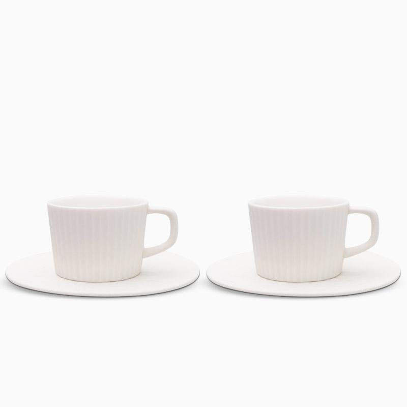 2/4/6 Piece White Gray Stoneware Coffee Mug Set - dazuma