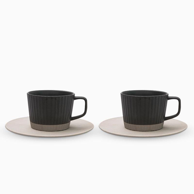 2/4/6 Piece White Gray Stoneware Coffee Mug Set - dazuma