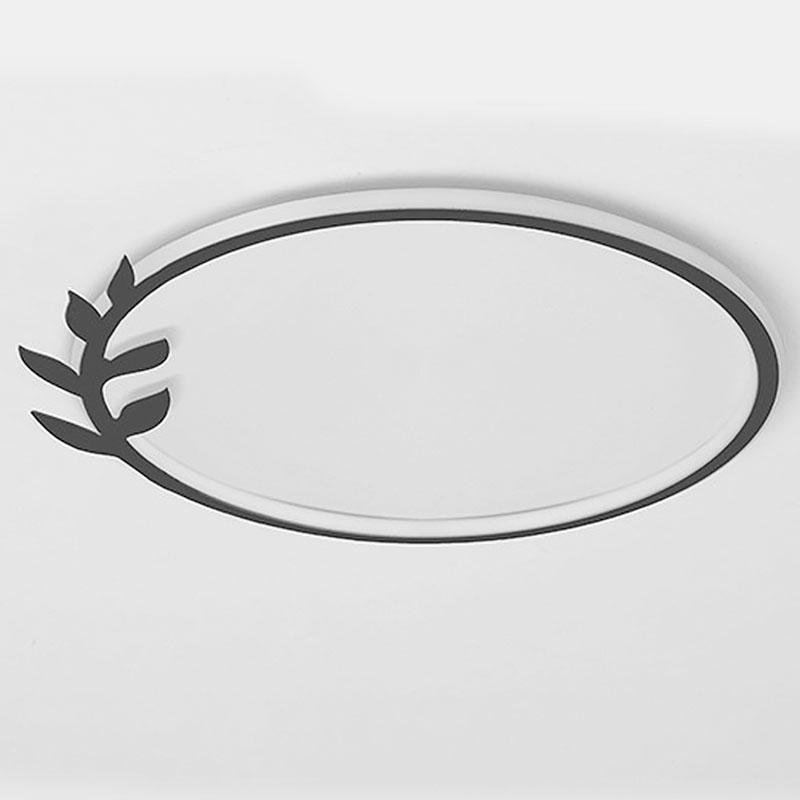 20'' Round Dimmable Black Flush Mount Ceiling Lights LED Lights with Leaf-Shaped Edge Design