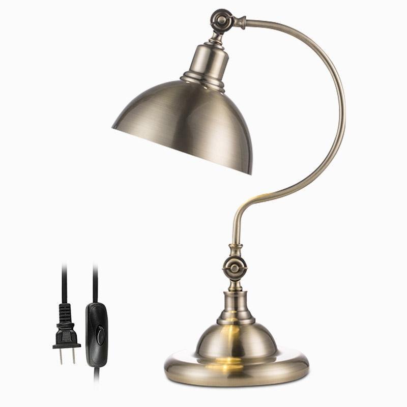 20'' Antique Metallic Adjustable Dome Shade LED Desk Lamp with Gooseneck Arm