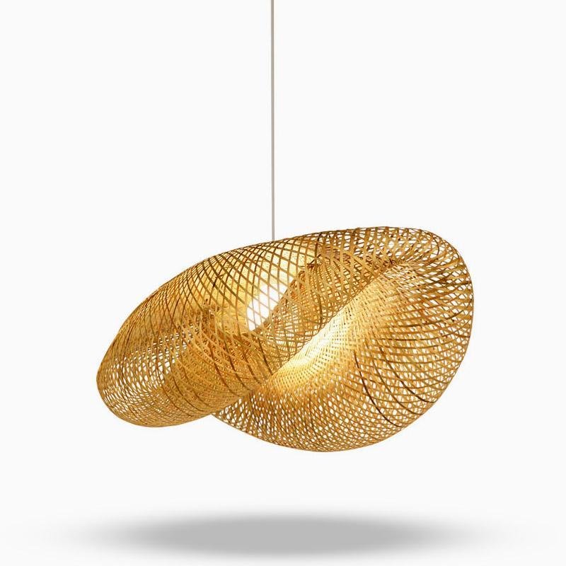 24'' Curved Bamboo Pendant Light - Modern Farmhouse Design