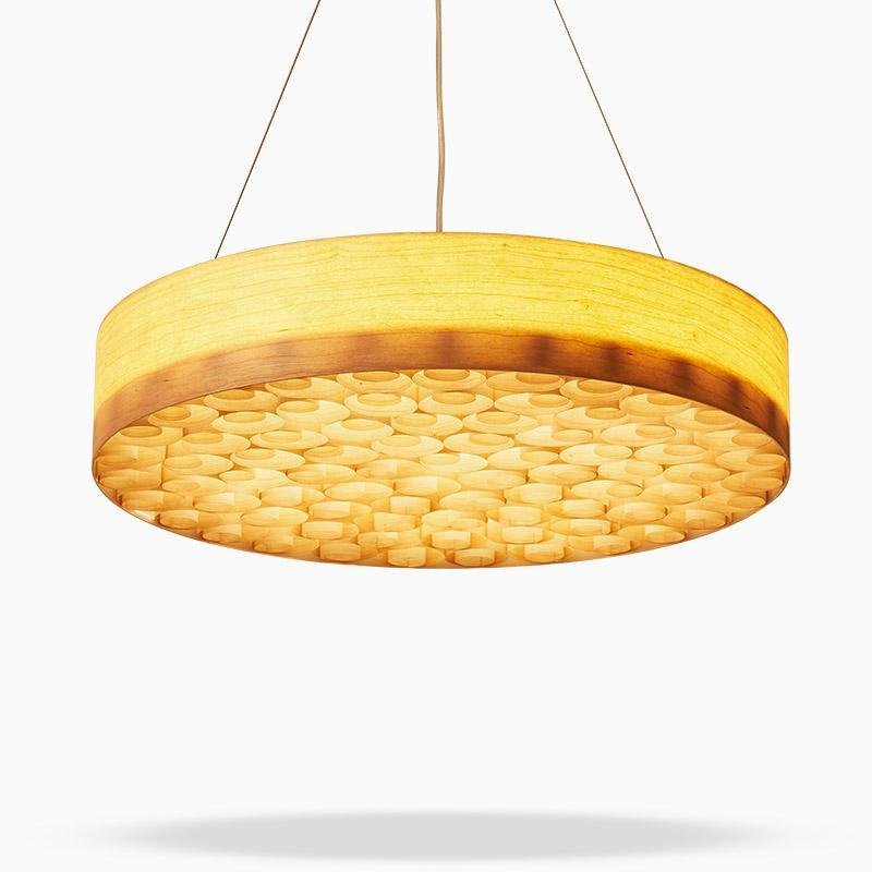 24'' Large Taavita Drum Light Pendant Wood Living Room Ceiling Lamp Lighting