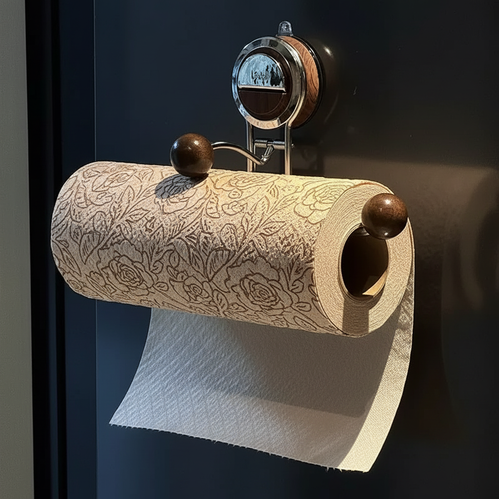 Wall-Mounted Toilet Paper Holder with Adhesive Installation
