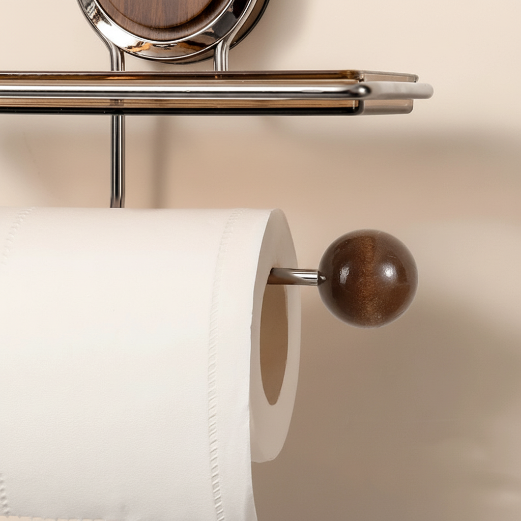 Wall-Mounted Toilet Paper Holder with Adhesive Installation