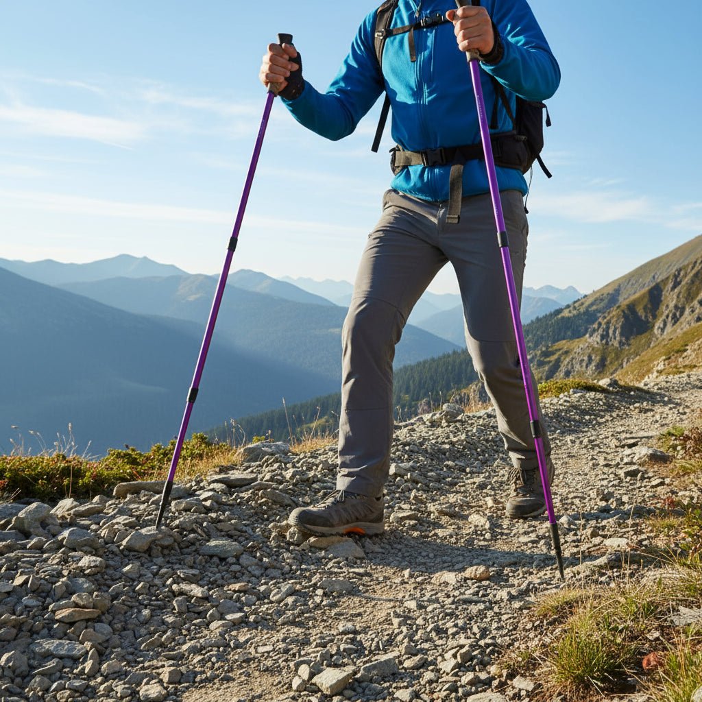 EcoTrek Adjustable Hiking Poles - Lightweight Trekking Sticks with Cork Grip
