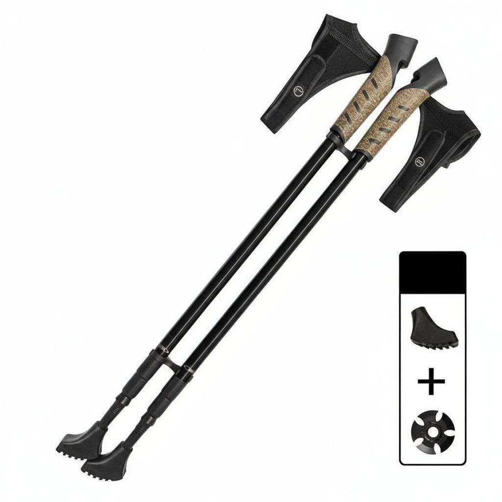 EcoTrek Adjustable Hiking Poles - Lightweight Trekking Sticks with Cork Grip