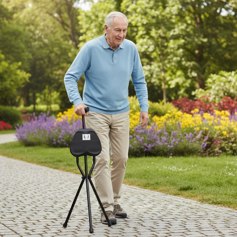 ComfortMate Portable Walking Stick with Built-in Seat