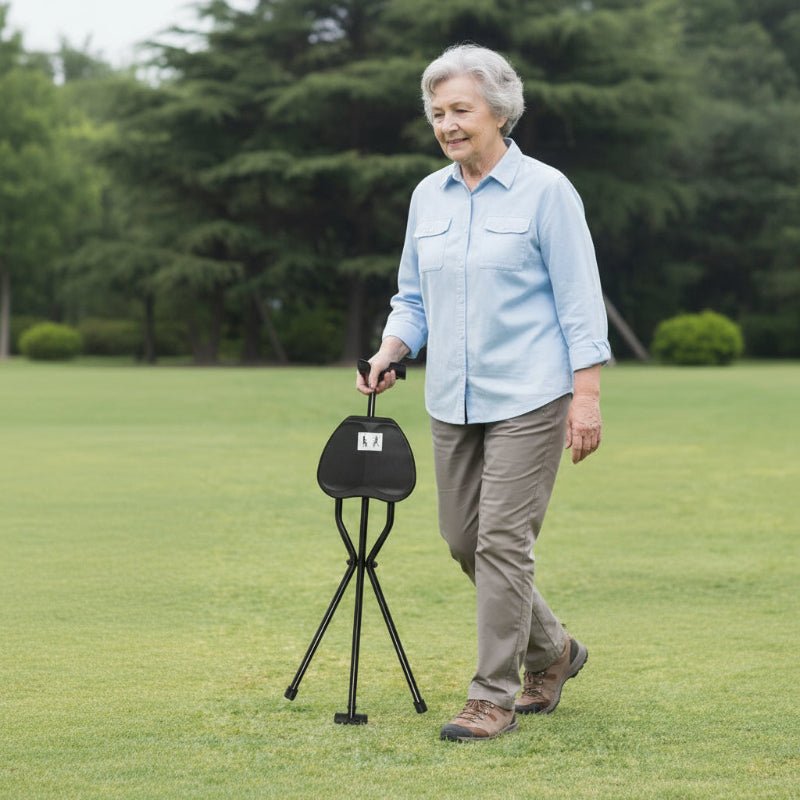 ComfortMate Portable Walking Stick with Built-in Seat