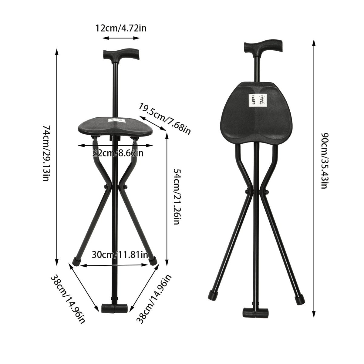 ComfortMate Portable Walking Stick with Built-in Seat