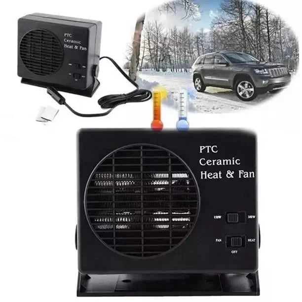 12V Vehicle Heater | Ceramic Heating Element & Fan Mode | Built-In Thermostat