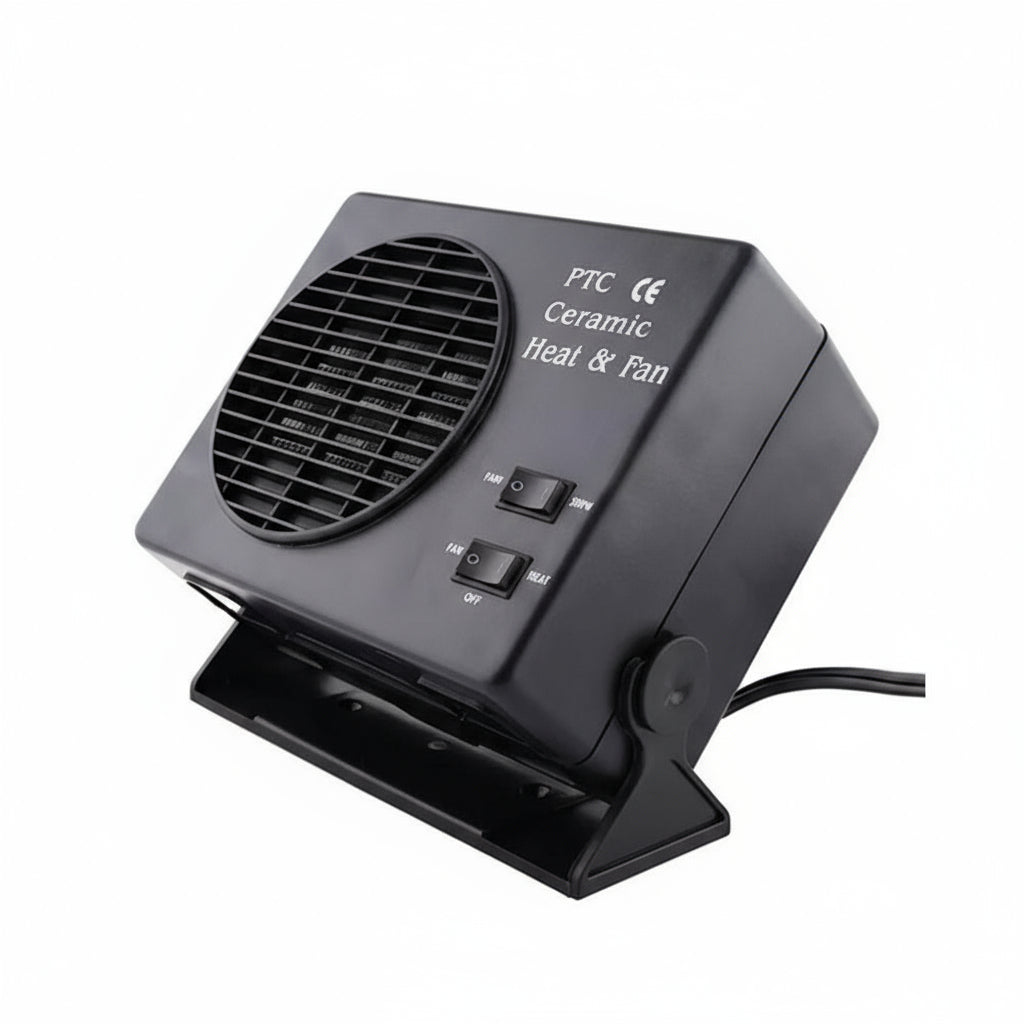 12V Vehicle Heater | Ceramic Heating Element & Fan Mode | Built-In Thermostat