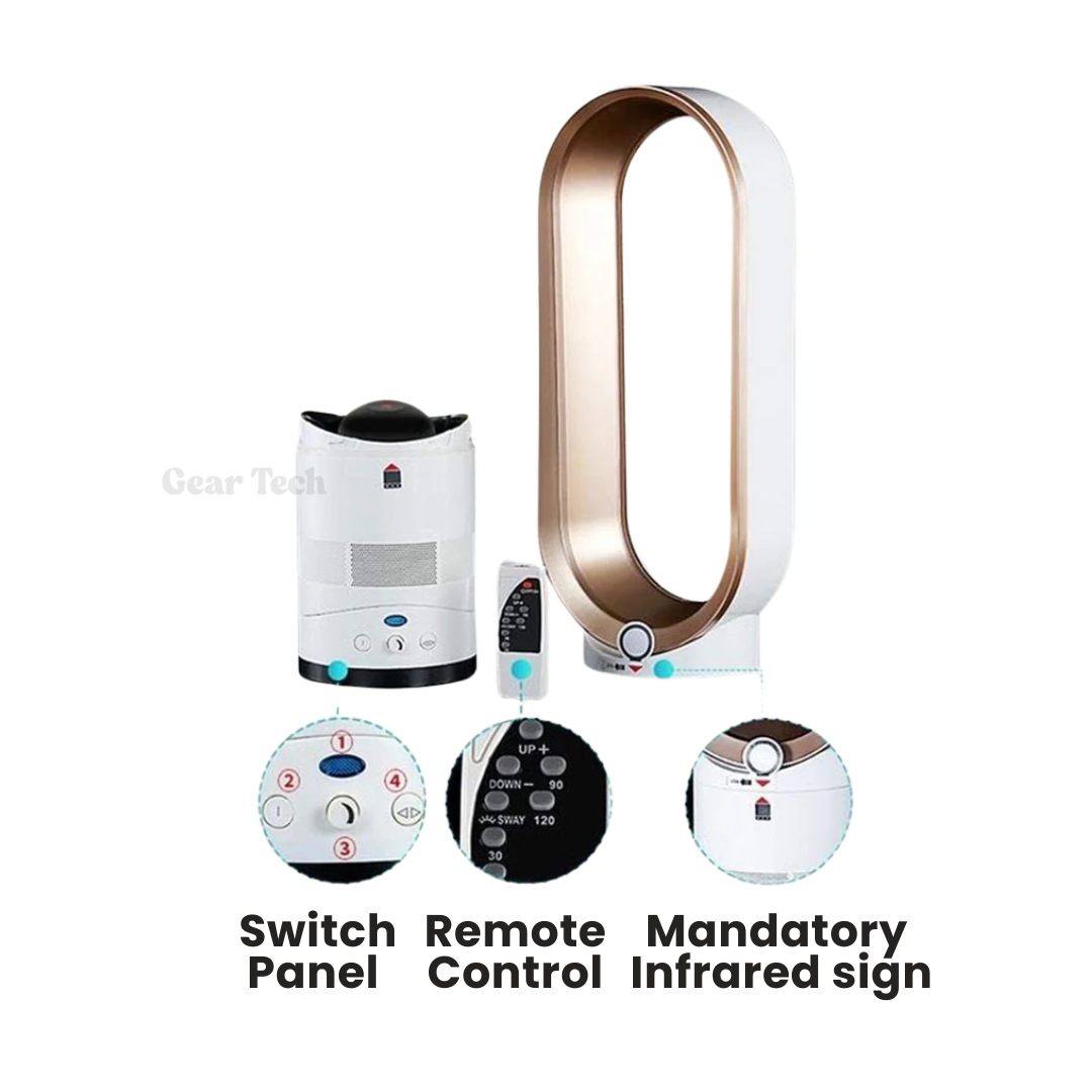 16-Inch Bladeless Fan | Remote Control | Wide Oscillation & Adjustable Speed | Child-Safe Design