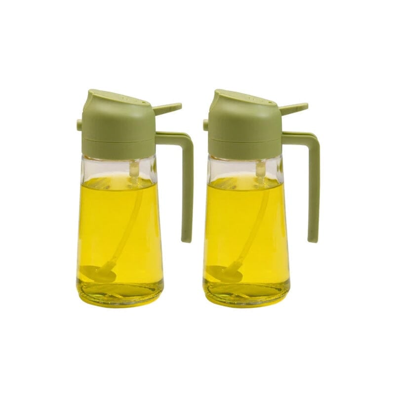 2-in-1 Oil Sprayer & Dispenser | Wide-Mouth Pump & Pour Spout | Glass Bottle | 470ml Capacity