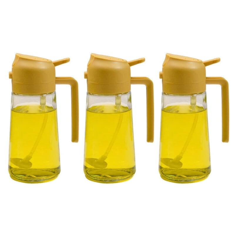 2-in-1 Oil Sprayer & Dispenser | Wide-Mouth Pump & Pour Spout | Glass Bottle | 470ml Capacity