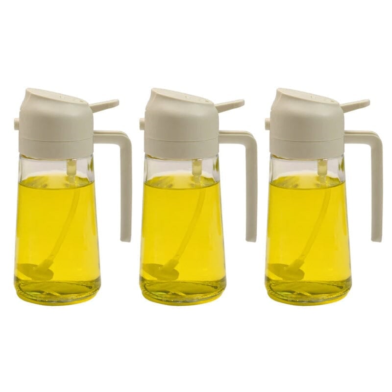 2-in-1 Oil Sprayer & Dispenser | Wide-Mouth Pump & Pour Spout | Glass Bottle | 470ml Capacity