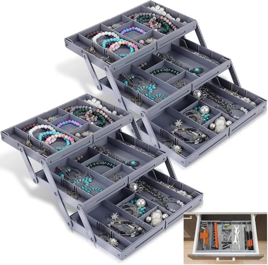 3-Tier Drawer Organizer | Adjustable Dividers & Modular Design | Durable | Space-Saving Storage