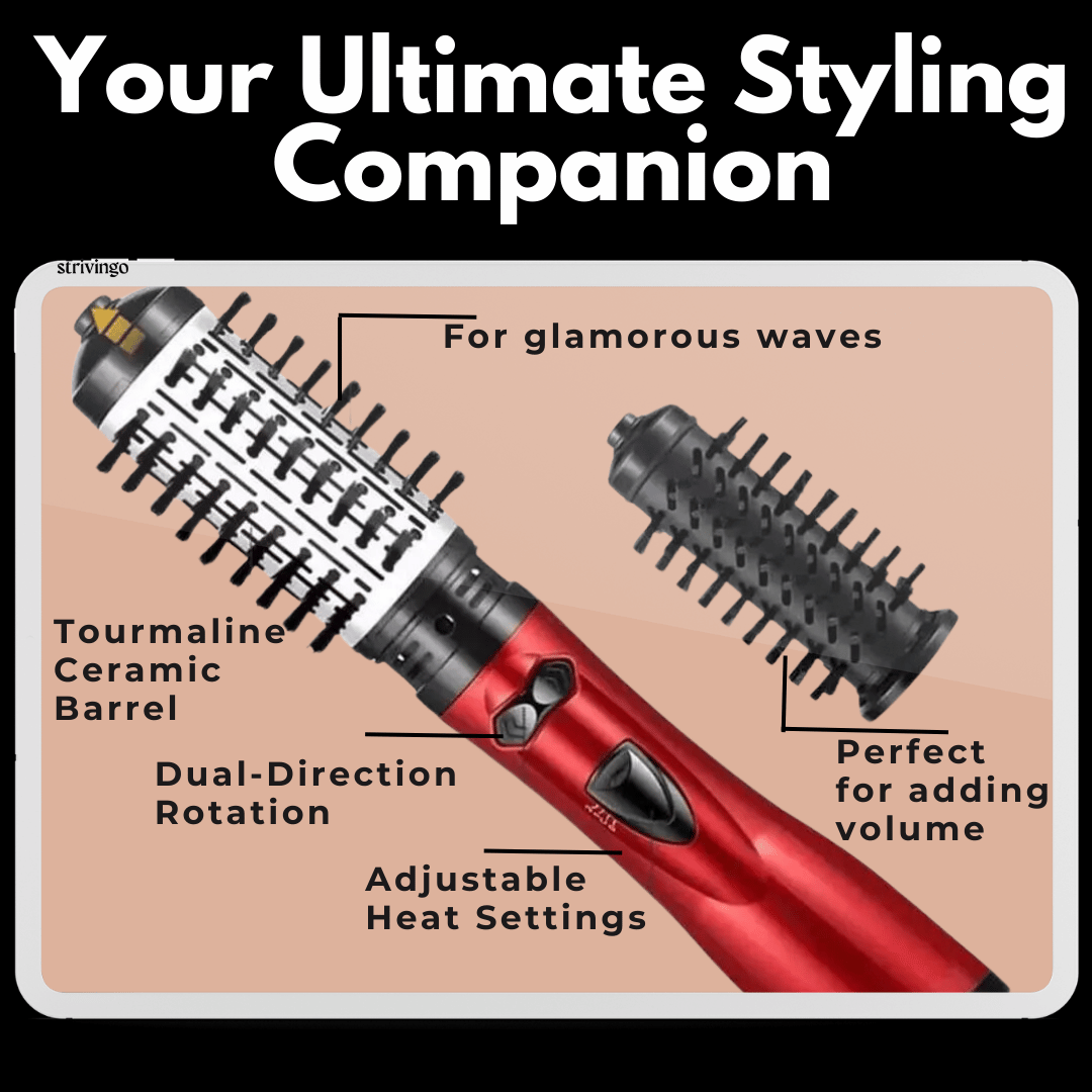 3-in-1 Rotating Hair Styler | Multi-Directional Rotation & Swap Brushes | Ceramic Ionic Care