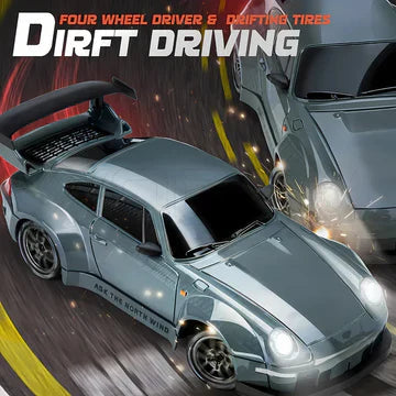 4WD RC Car for Kids & Adults | Retro Drift Design | LED Lights & Rechargeable Battery