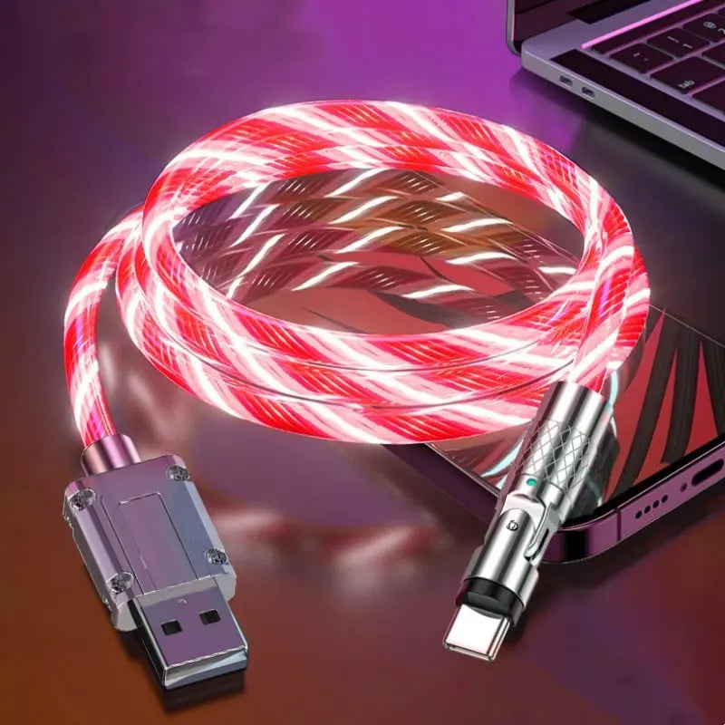 540° Rotatable Charging Cable | RGB Light Effects | Aluminum Connectors & Braided Cable