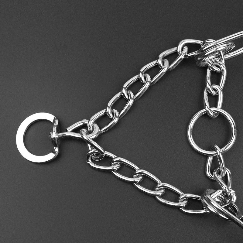 Adjustable Dog Training Collar | Rubber-Tipped Metal Links | Padded Chain | No-Pull Correction