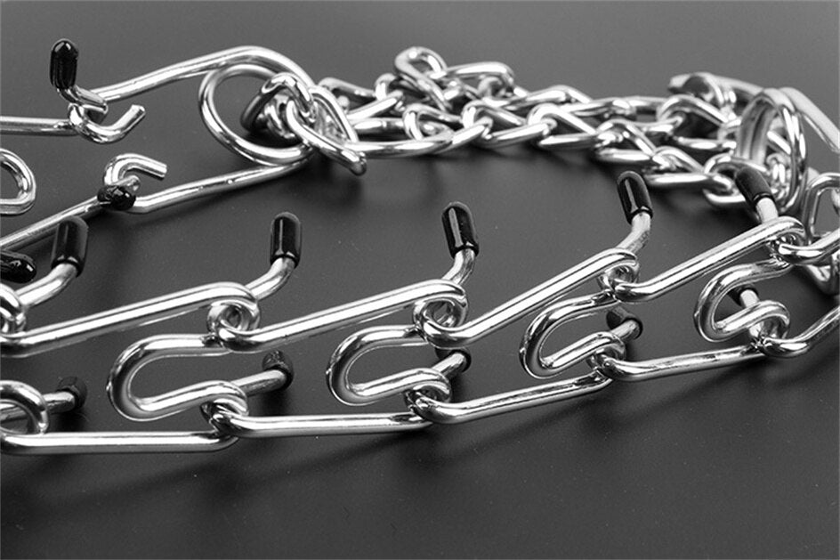 Adjustable Dog Training Collar | Rubber-Tipped Metal Links | Padded Chain | No-Pull Correction