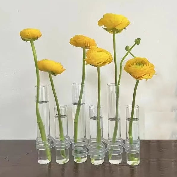 Adjustable Flower Vase | Hinged Interconnected Glass Tubes | Clear Borosilicate Glass