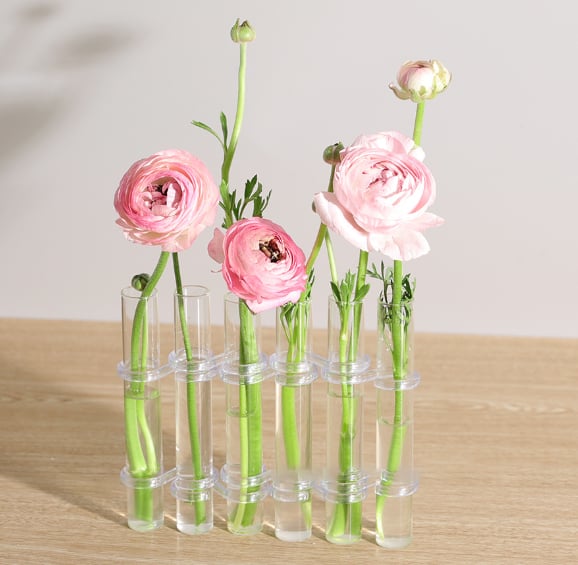 Adjustable Flower Vase | Hinged Interconnected Glass Tubes | Clear Borosilicate Glass