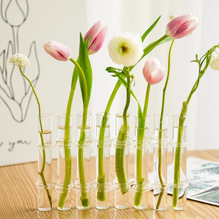 Adjustable Flower Vase | Hinged Interconnected Glass Tubes | Clear Borosilicate Glass