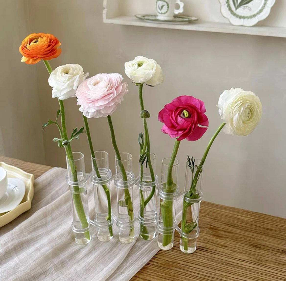 Adjustable Flower Vase | Hinged Interconnected Glass Tubes | Clear Borosilicate Glass