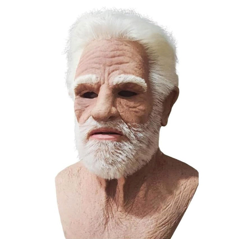 Adult Full-Face Mask | Realistic Elderly Man Design | Natural Latex | Halloween Cosplay