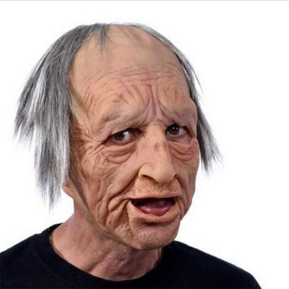 Adult Old Man Halloween Mask | Realistic Movable Mouth | Natural Latex | Comfortable Fit