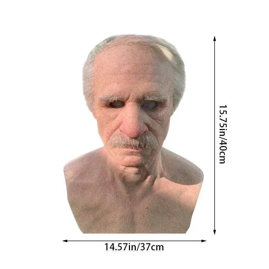 Adult Old Man Mask | Realistic Full-Head | Lightweight Breathable Latex | Halloween & Cosplay