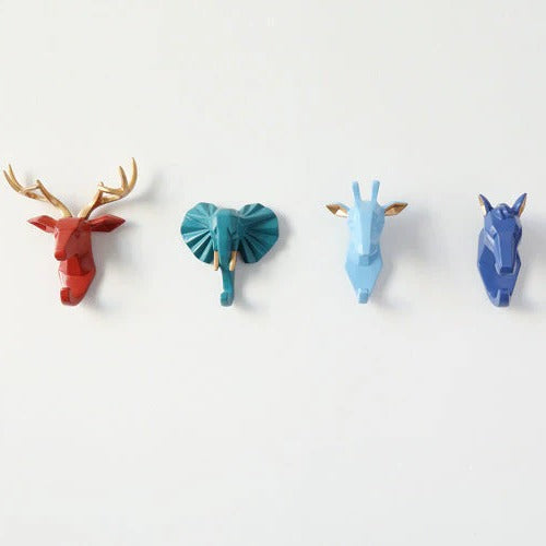 Animal Head Wall Hook | Hand-Painted Resin | Pre-Drilled Mount | Entryway Storage