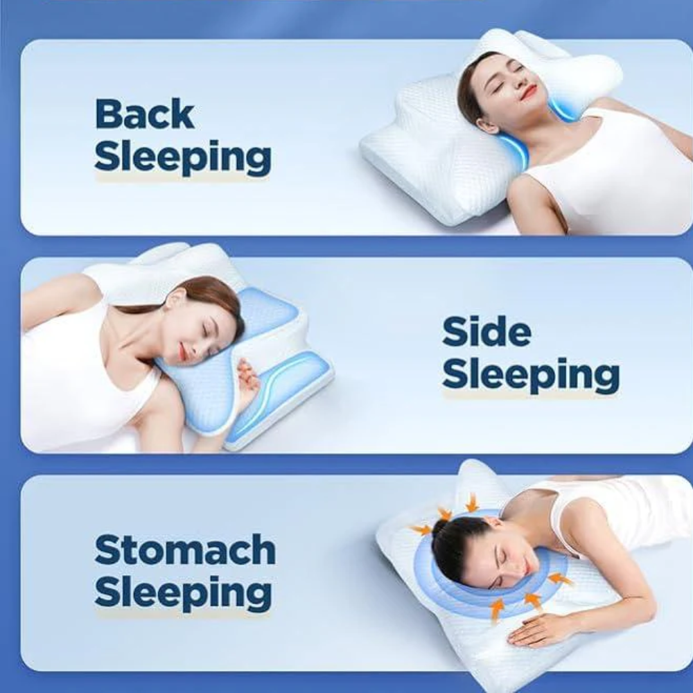 Anti-Snore Pillow | Ergonomic Contour Memory Foam | Breathable Removable Cooling Cover