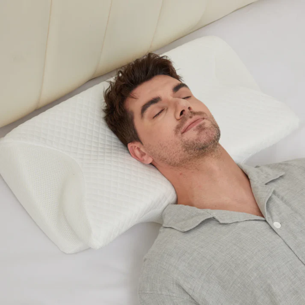 Anti-Snore Pillow | Ergonomic Contour Memory Foam | Breathable Removable Cooling Cover