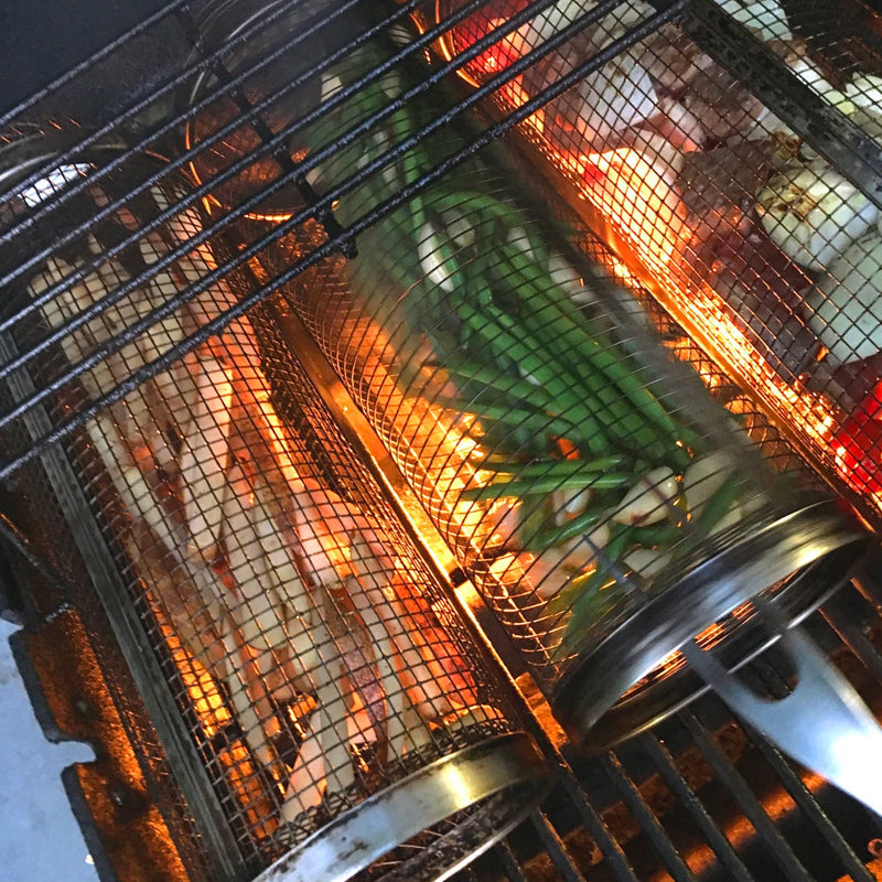BBQ Grill Basket | 360° Rotating | Stainless Steel & Dishwasher Safe | Even Cooking