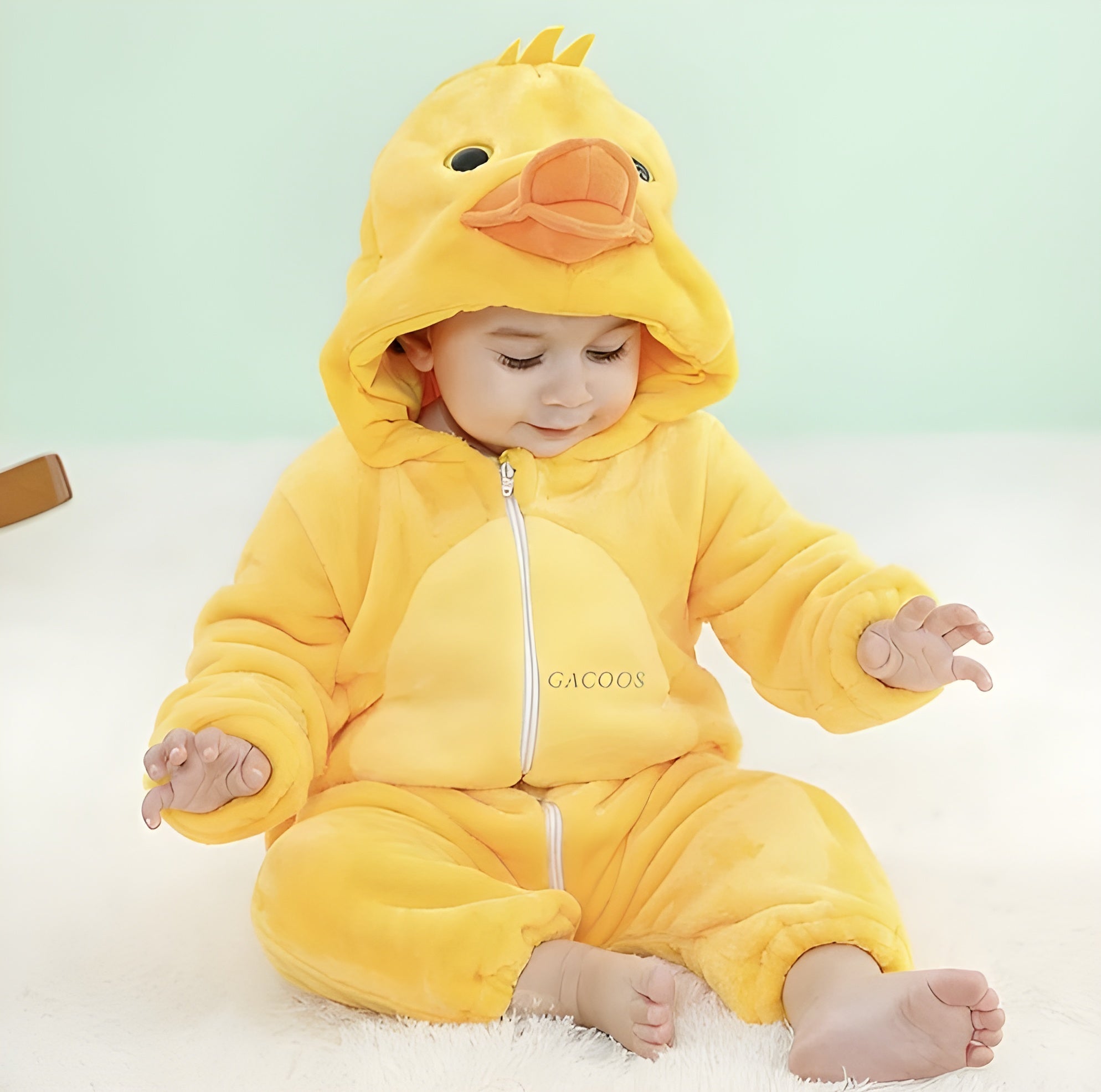 Baby Animal Romper | Hooded Onesie with Ears | Velour Knit Fabric | Cozy Comfort