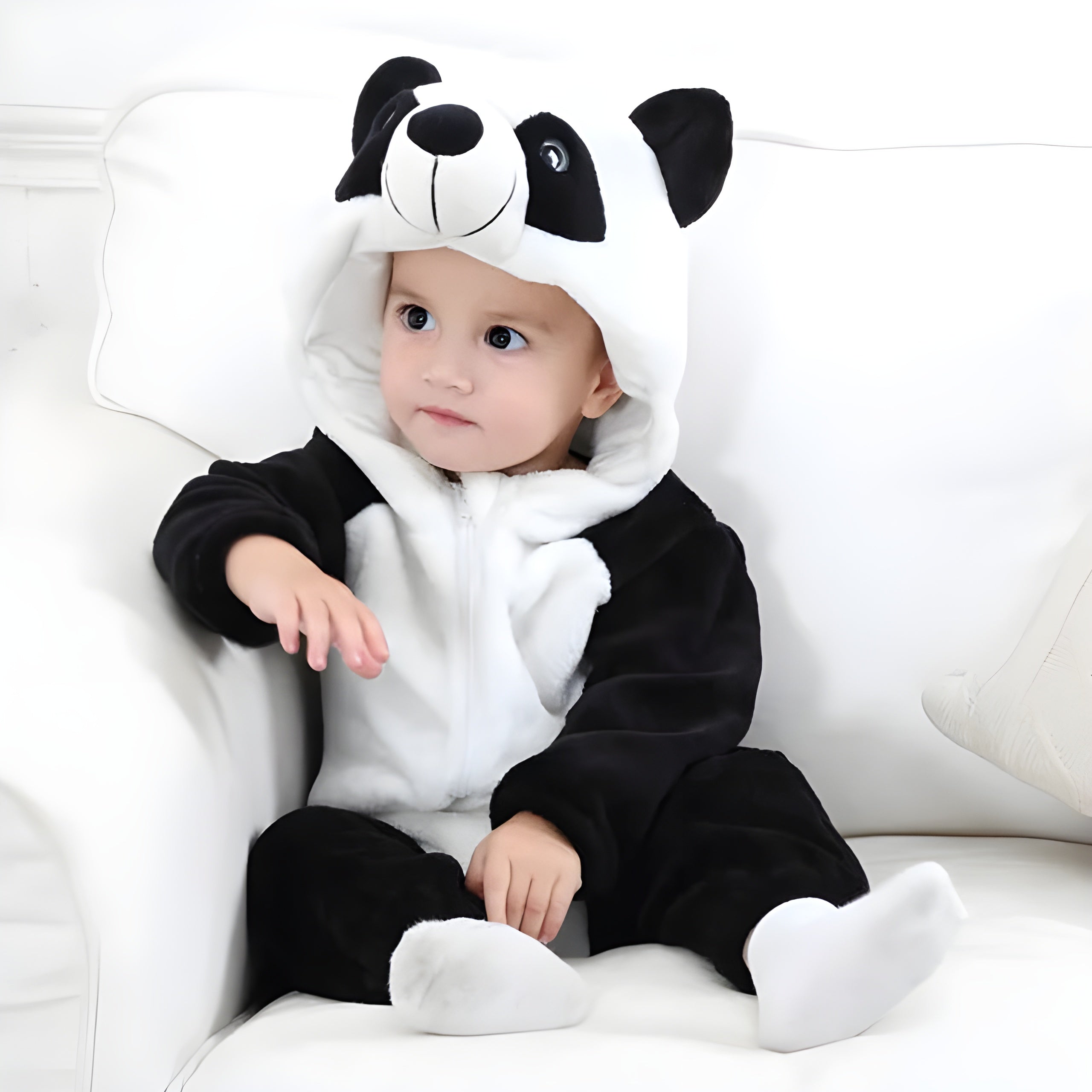 Baby Animal Romper | Hooded Onesie with Ears | Velour Knit Fabric | Cozy Comfort