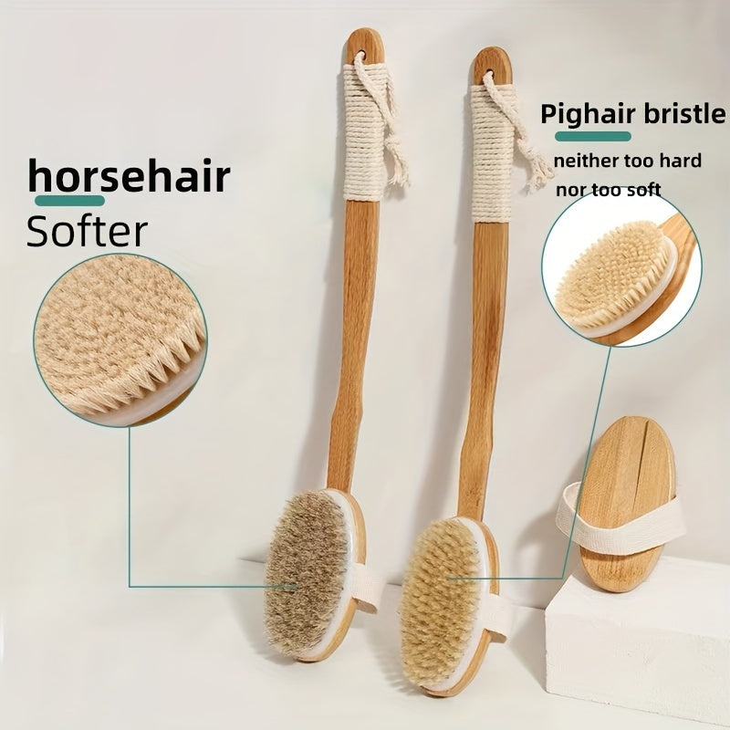 Back Scrubber | Natural Boar Bristles | Long Wooden Handle