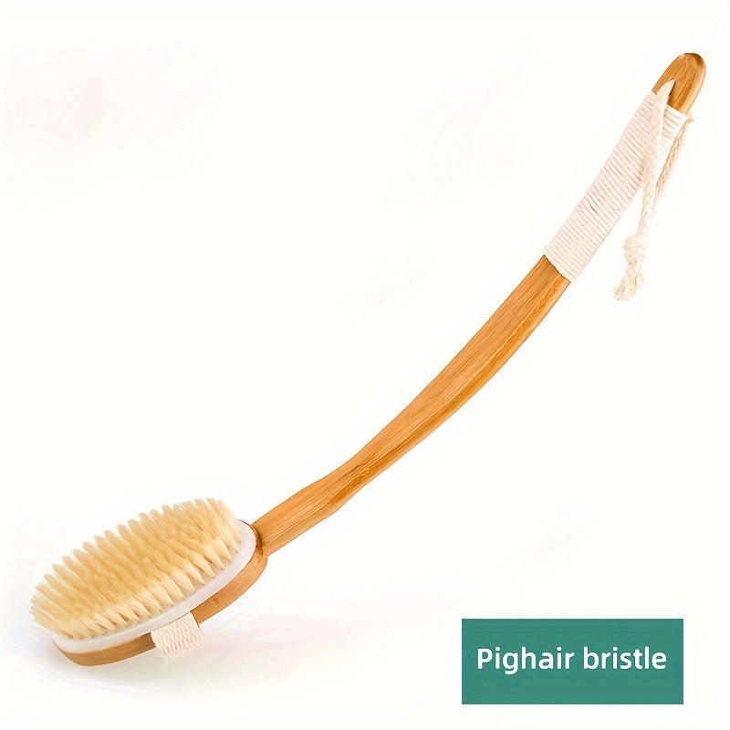 Back Scrubber for Shower | Natural Boar Bristles | Long Wooden Handle | Gentle Exfoliation