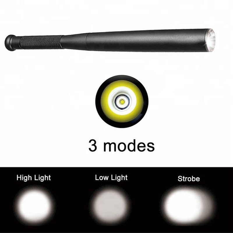 Baseball Bat-Shaped Flashlight | LED & 3 Lighting Modes | Aluminum | Emergency & Utility Use