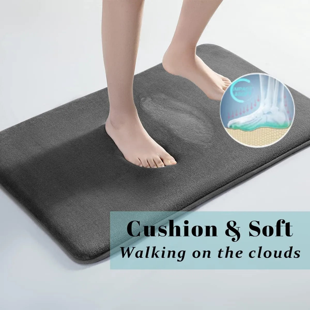 Bath Mat | Ultra-Absorbent Nordic Design | Soft Suede Velvet & Anti-Slip Cushioned Backing
