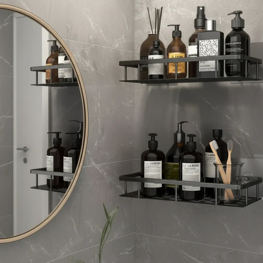 Bathroom Shelf | Drill-Free Self-Adhesive Mount | 5 kg Capacity | Space-Saving