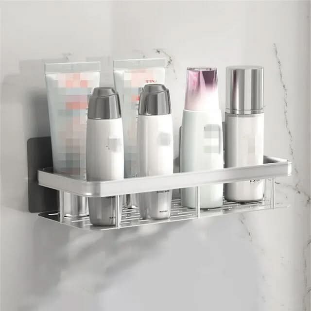 Bathroom Shelf | Drill-Free Self-Adhesive | Stainless Steel Trim | Supports Up to 5 kg
