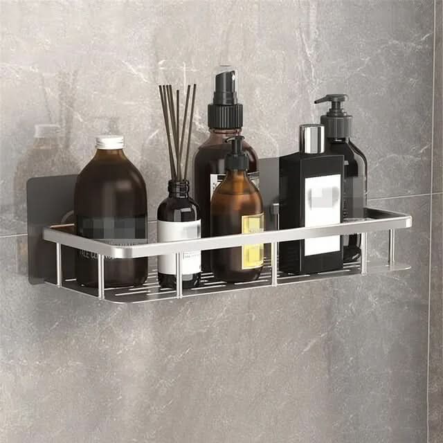 Bathroom Shelf | Drill-Free Self-Adhesive | Stainless Steel Trim | Supports Up to 5 kg