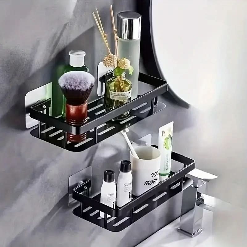Bathroom Shelf | Drill-Free Self-Adhesive | Stainless Steel Trim | Supports Up to 5 kg